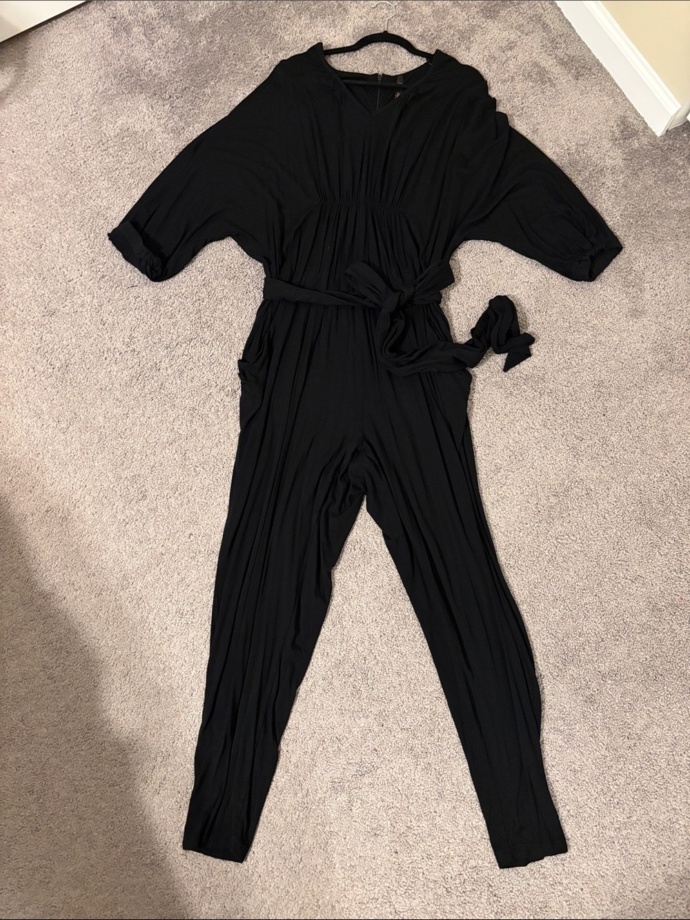 Melissa McCarthy Seven7 Black Tie-Waist Jumpsuit